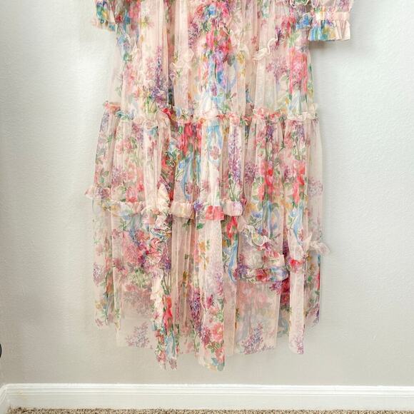UNTAMED PETALS By Amanda Judge Dreamer Maxi Dress Floral Mesh Size Medium - Picture 7 of 13